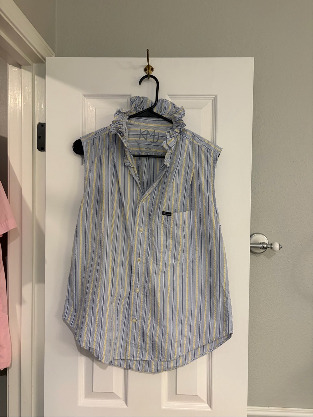 KMJ Kate McHale Jensen Reworked Stripe Ruffle Neck Blouse Women’s Medium